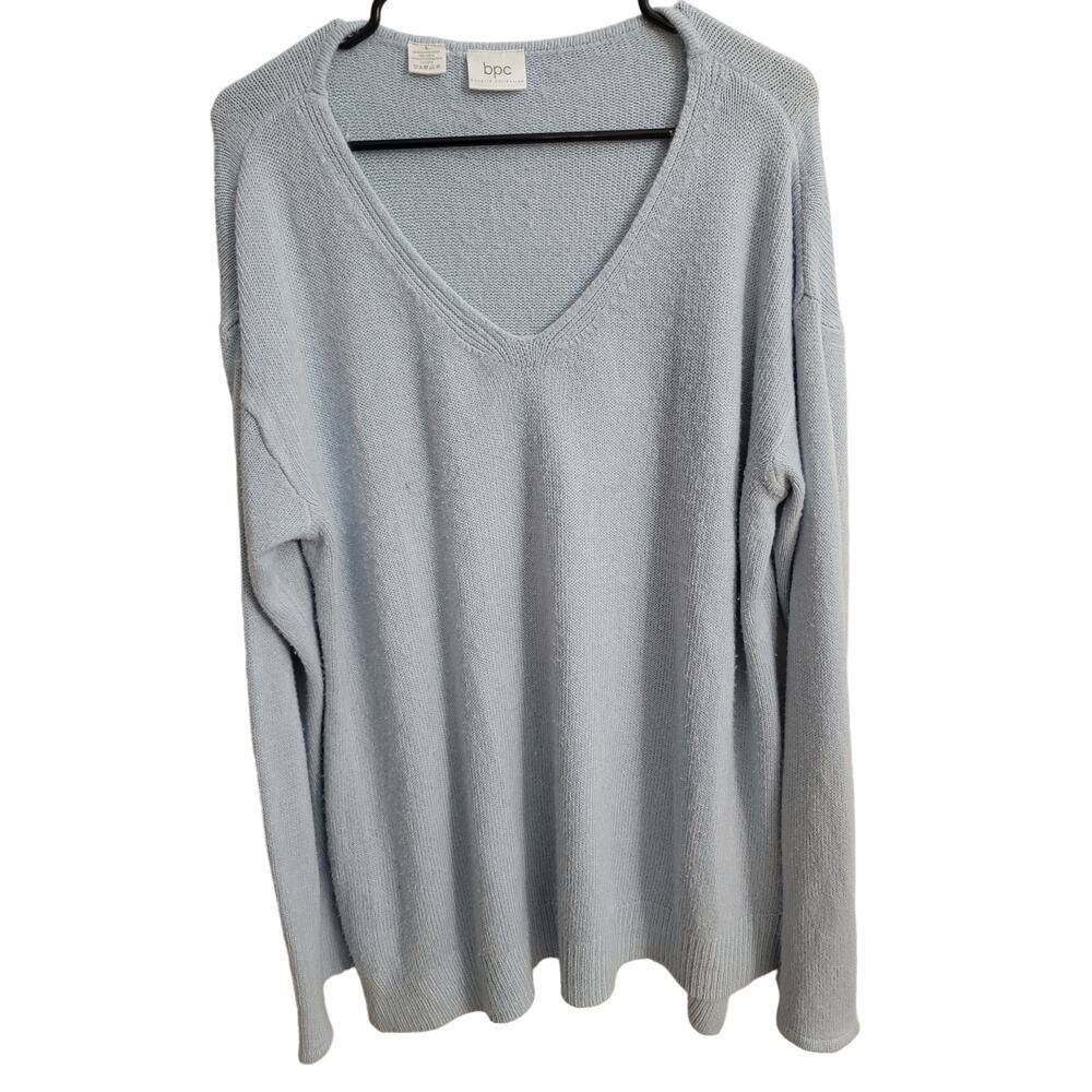 BPC Collection Women's Blue Long Sleeve V-Neck Sweater Size L